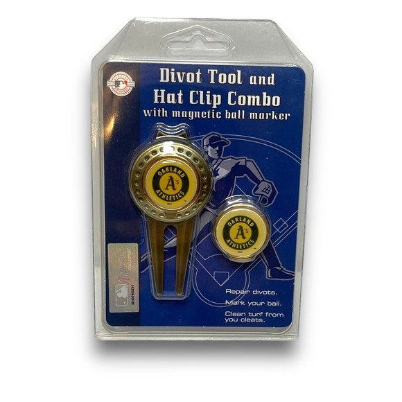 Oakland A's Golf Course Divot Tool & Hat Clip MLB Baseball Magnetic Ball Marker - Picture 1 of 2